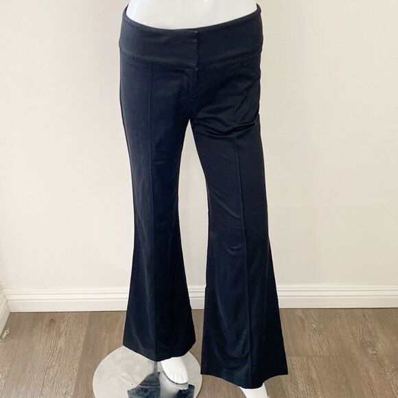 Y2K Vintage Bebe Low Rise Wide Waistband Black Straightled Trouser Dress Pants - Picture 1 of 5